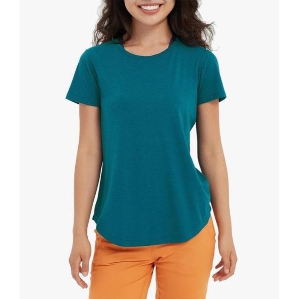 Lulucheri Blue Pima Cotton‎ Short Sleeve  Shirt Curved-Hem Crewneck XXL NWOT